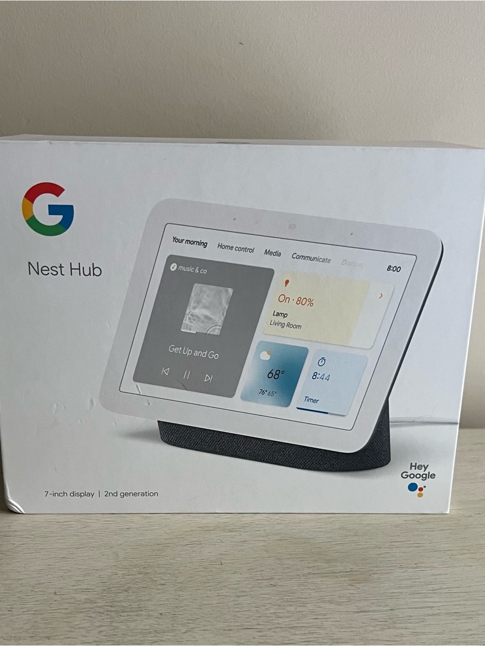 Google Nest Hub Smart Display in White with Dark Gray Base